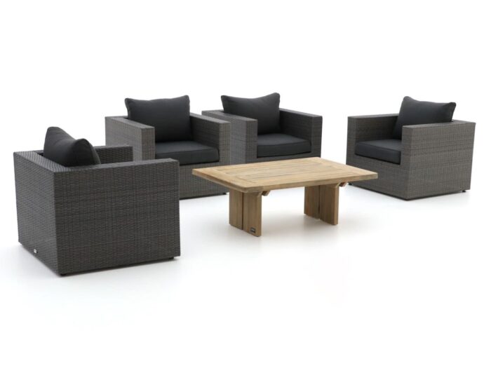 Forza Furniture Barolo/ROUGH-L stoel loungeset 5-delig – Bruin
