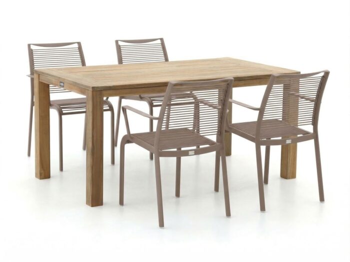 Apple Bee Hawaii/ROUGH-S 160cm dining tuinset 5-delig stapelbaar Laagste prijsgarantie! – Bruin