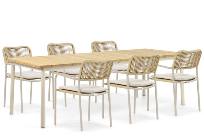 Coco Penya/Milou 240 cm dining tuinset 7-delig – Taupe-naturel-bruin