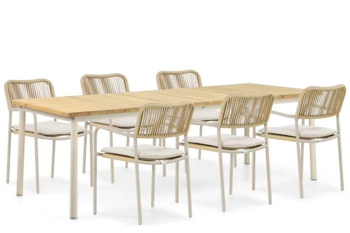 Coco Penya/Milou 240 cm dining tuinset 7-delig - Taupe-naturel-bruin