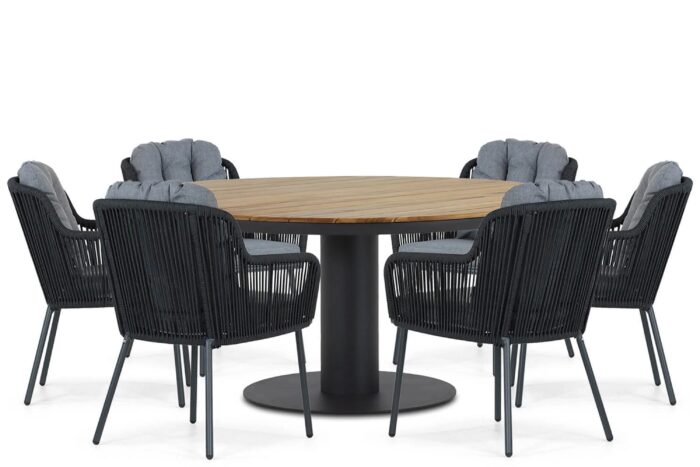 Santika Furniture Tendenza/Salerno 160 cm dining tuinset 7-delig – Grijs-antraciet