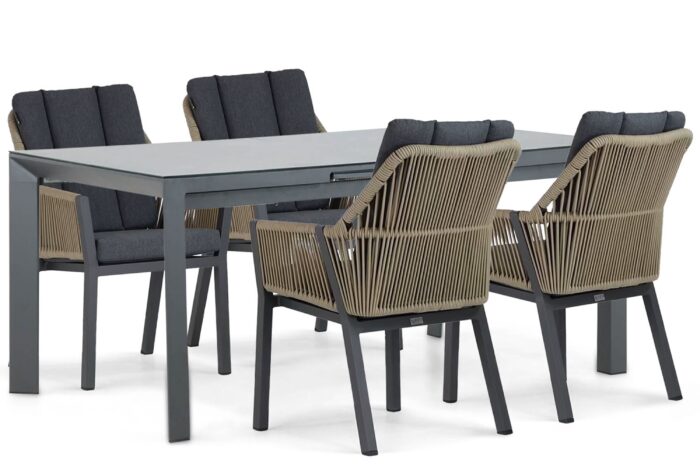 Lifestyle Garden Furniture Verona/Alicante 180/240 cm dining tuinset 5-delig – Taupe-naturel-bruin
