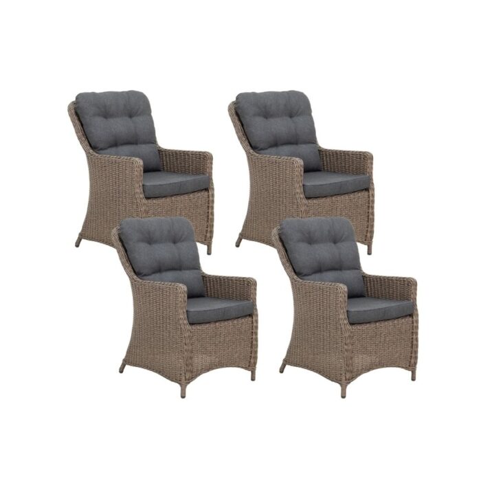 Denza Furniture Madrid dining tuinstoel set van 4 | wicker | Ash Grey – Grijs