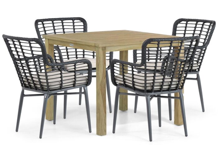 De Laan Projects Laan Toledo/Weston 90 cm dining tuinset 5-delig – Zwart