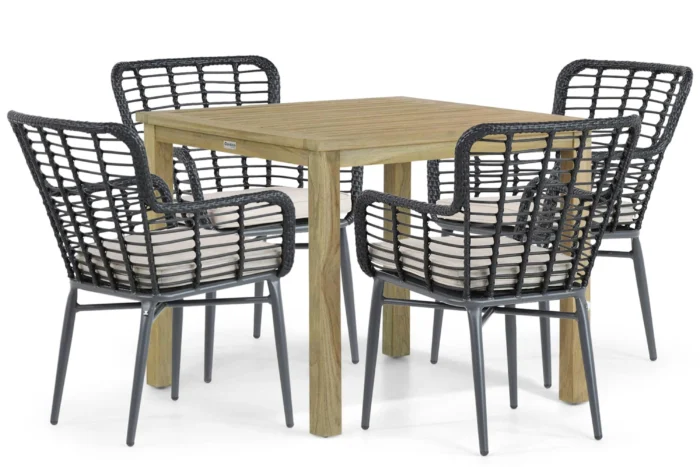 De Laan Projects Laan Toledo/Weston 90 cm dining tuinset 5-delig - Zwart