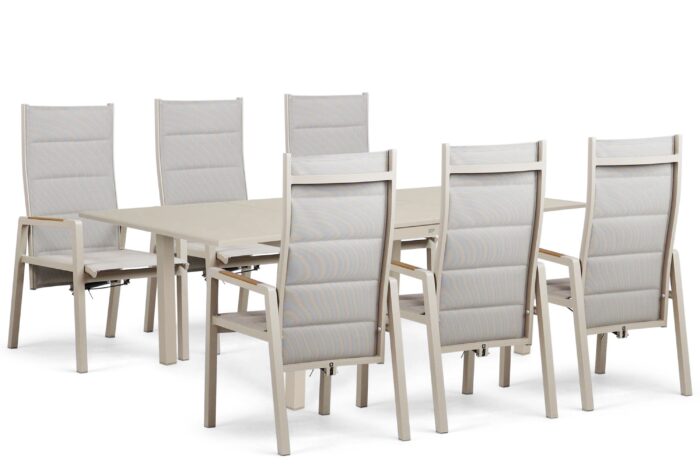 Lifestyle Garden Furniture Essence/Arvento 160/240x100 cm dining tuinset 7-delig - Taupe-naturel-bruin