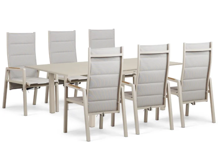 Lifestyle Garden Furniture Essence/Arvento 160/240x100 cm dining tuinset 7-delig - Taupe-naturel-bruin