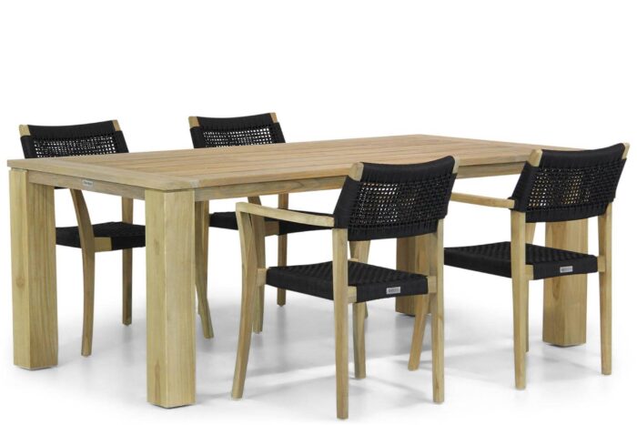 Lifestyle Garden Furniture Dallas/Brighton 200 cm dining tuinset 5-delig – Zwart