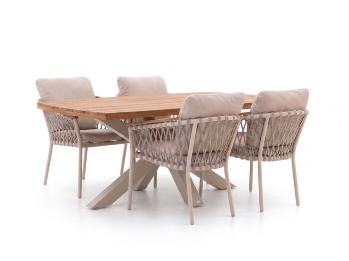 Bellagio tuinmeubelen Birgi Novo/Induno Deens Ovaal 180cm dining tuinset 5-delig stapelbaar – Bruin