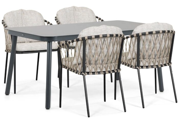 Lifestyle Garden Furniture Morano/Tavano 160×90 cm dining tuinset 5-delig – Grijs-antraciet