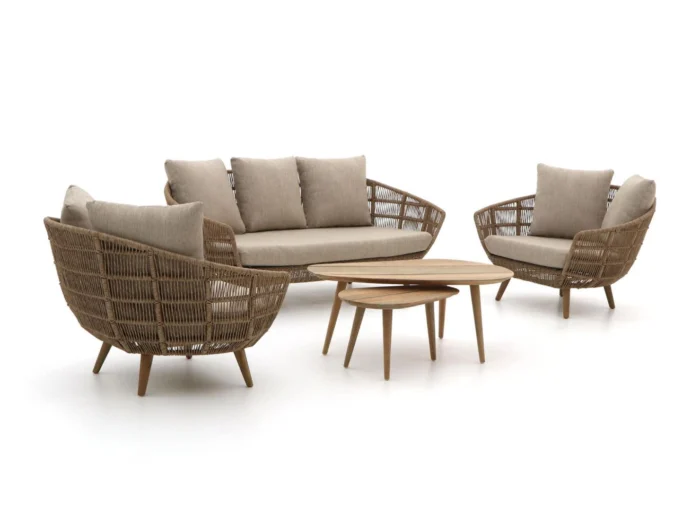 Intenso Furniture Stila/ROUGH-K stoel-bank loungeset 5-delig - Bruin