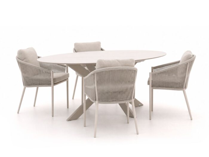 Bellagio tuinmeubelen + 15% kassakorting | Bellagio Mineo/Furato ellips 200cm dining tuinset 5-delig – Bruin