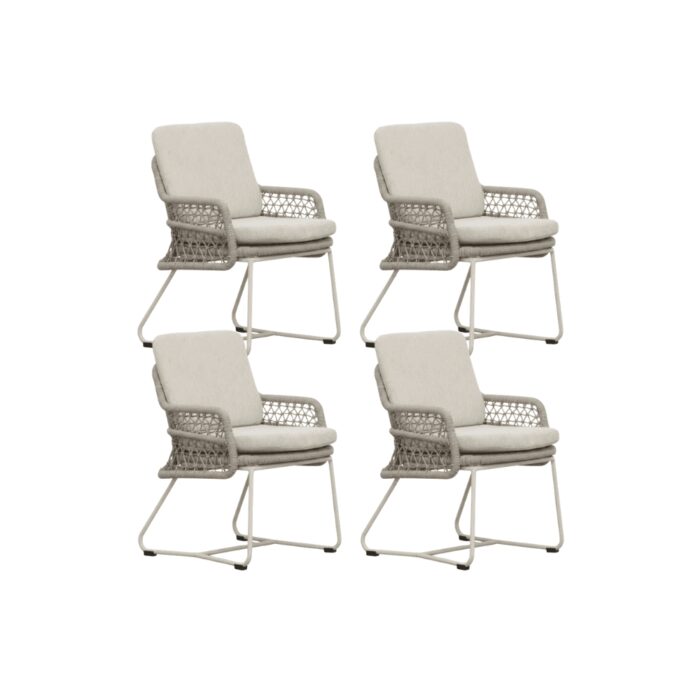 BUITEN living Gianna dining tuinstoel set van 4 | touw + aluminium | Almond Beige – Naturel