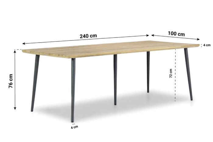 Lifestyle Garden Furniture Montana dining tuintafel 240 x 100 cm – Grijs-antraciet