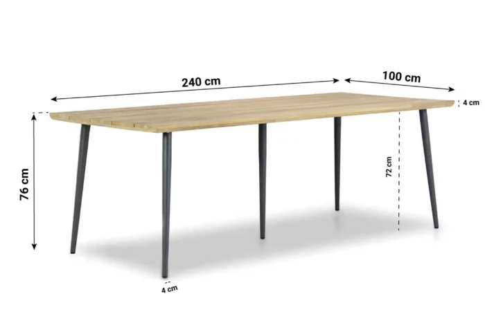 Lifestyle Garden Furniture Montana dining tuintafel 240 x 100 cm - Grijs-antraciet