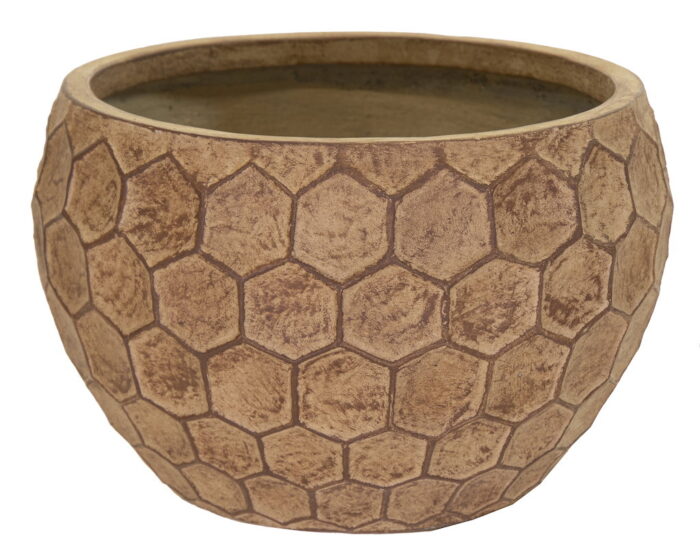 Mcollections Yara Bowl Low Sand D31H20 bloempot fiberclay clayfibre – bruin