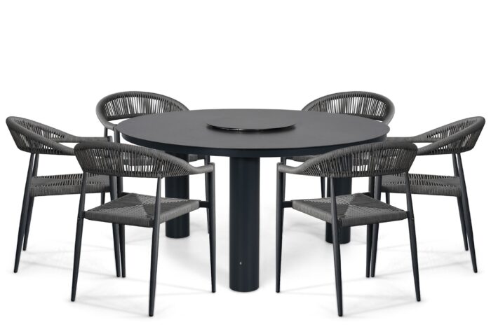 De Laan Projects Laan Granada/Arancia 150 cm dining tuinset 7-delig – Grijs-antraciet