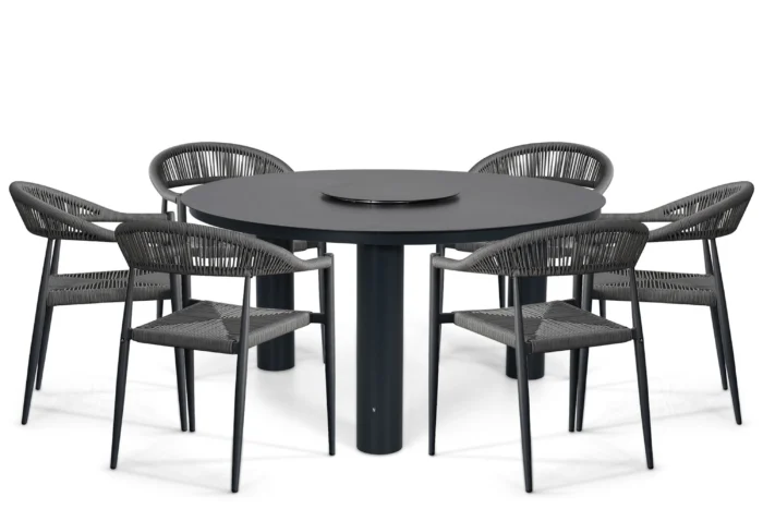 De Laan Projects Laan Granada/Arancia 150 cm dining tuinset 7-delig - Grijs-antraciet