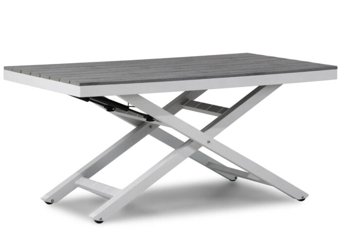 Lifestyle Garden Furniture Palazzo lounge/dining tuintafel 140 x 80 cm verstelbaar wit
