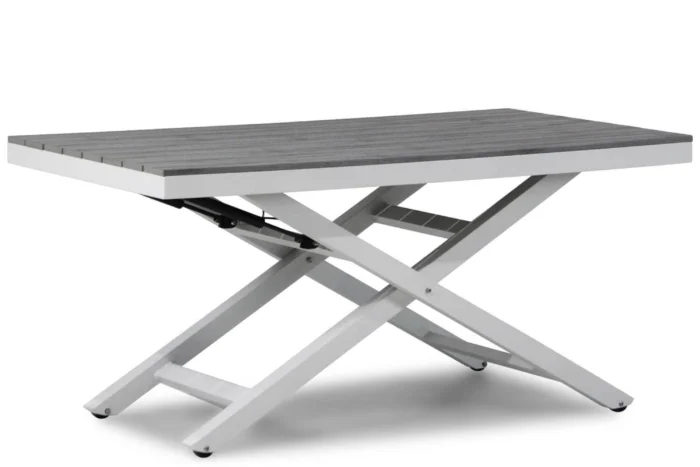Lifestyle Garden Furniture Palazzo lounge/dining tuintafel 140 x 80 cm verstelbaar wit