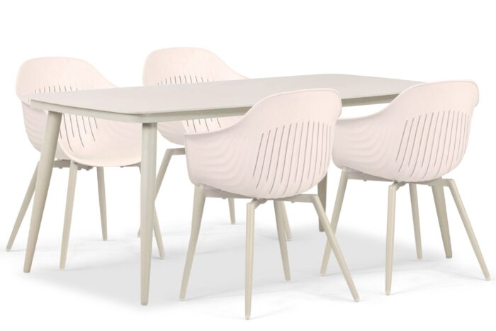Lifestyle Garden Furniture Lissabon/Vienna 180 cm dining tuinset 5-delig – Taupe-naturel-bruin