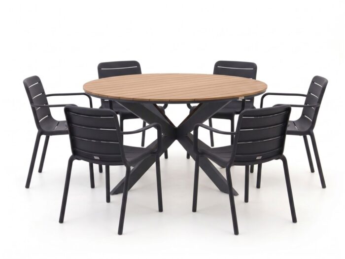 Forza Furniture Narni/Fidenza ø149cm dining tuinset 7-delig stapelbaar