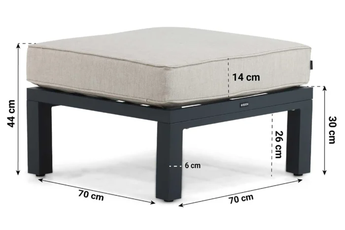 Lifestyle Garden Furniture Bilbao lounge voetenbank - Grijs-antraciet