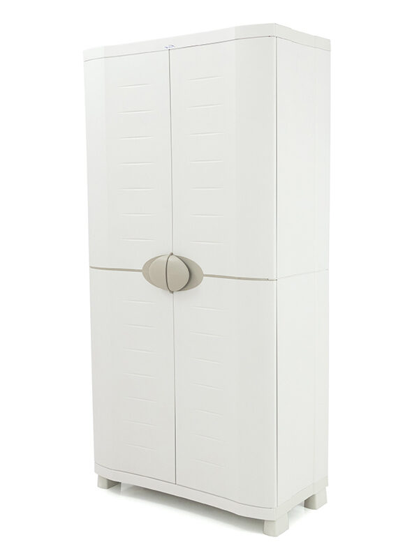 Kunststof opbergkast grijs 90x184cm met 4 inlegplanken