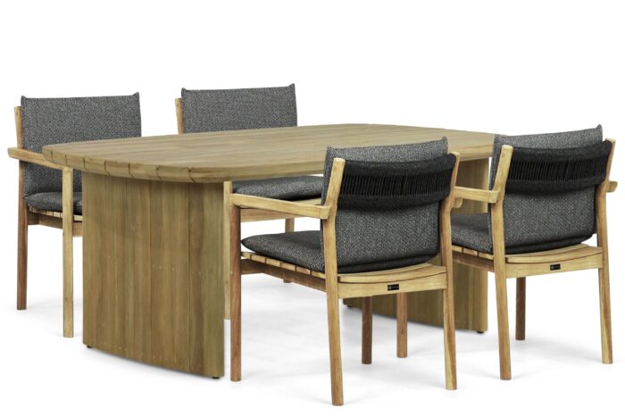 Santika Furniture Suka/Falcon 180 cm dining tuinset 5-delig – Old teak greywash