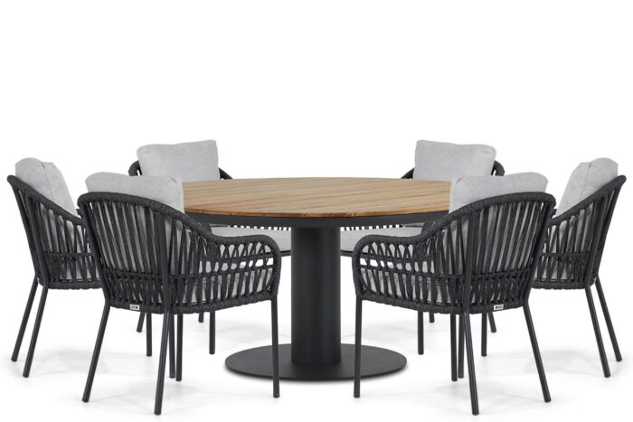 Coco Puerto/Salerno 160 cm dining tuinset 7-delig – Grijs-antraciet