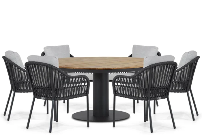 Coco Puerto/Salerno 160 cm dining tuinset 7-delig - Grijs-antraciet