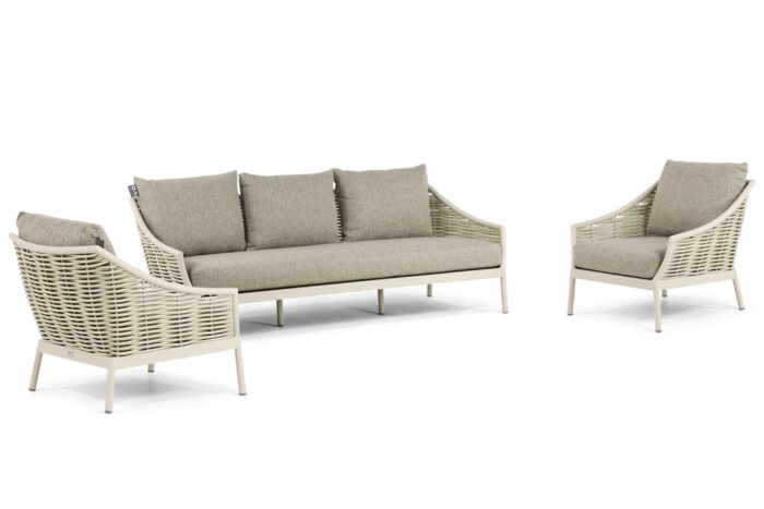 Apple Bee Milou stoel-bank loungeset 3-delig – Taupe-naturel-bruin