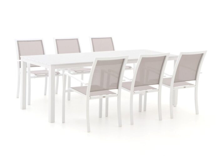 Bellagio tuinmeubelen Bellagio Anzio/Menzano 220cm dining tuinset 7-delig stapelbaar Laagste prijsgarantie! – Wit