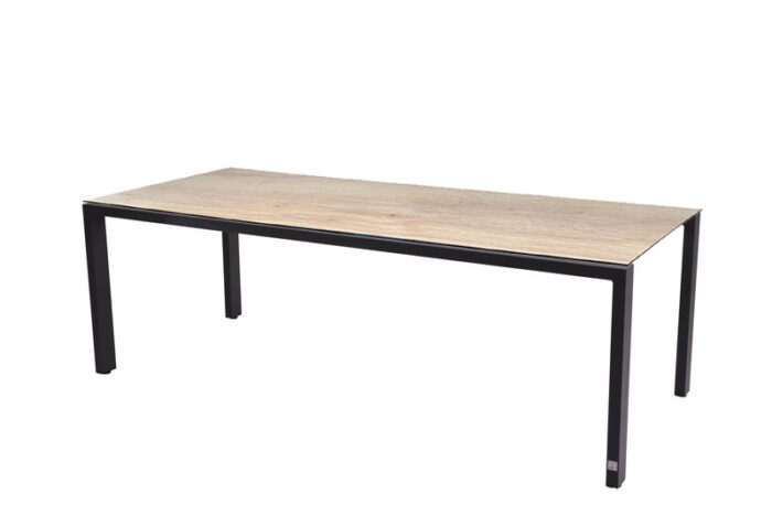 4so Goa Tafelframe Antracite Met HPL Tafelblad Teak Pattern 220 x 95 cm – grijs