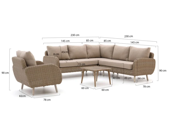 Intenso Furniture Suzzara/Rough-K lounge hoek loungeset 5-delig - Taupe