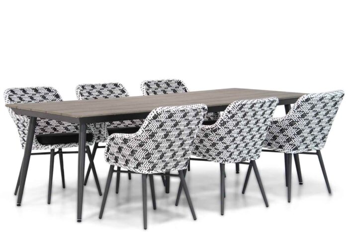 Lifestyle Garden Furniture Crossway/Matale 240 cm dining tuinset 7-delig – Zwart-wit