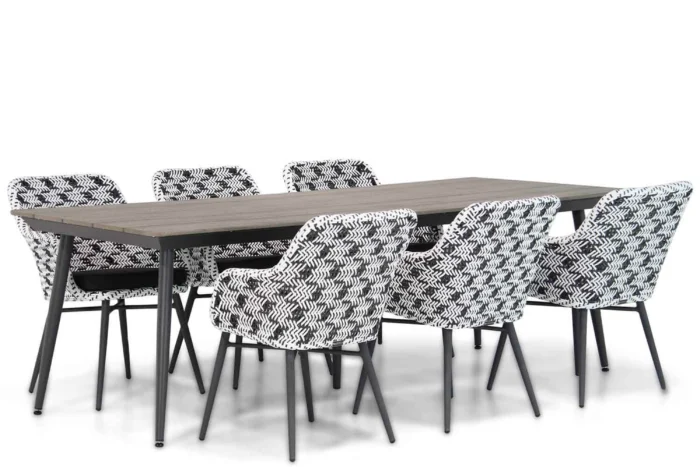 Lifestyle Garden Furniture Crossway/Matale 240 cm dining tuinset 7-delig - Zwart-wit