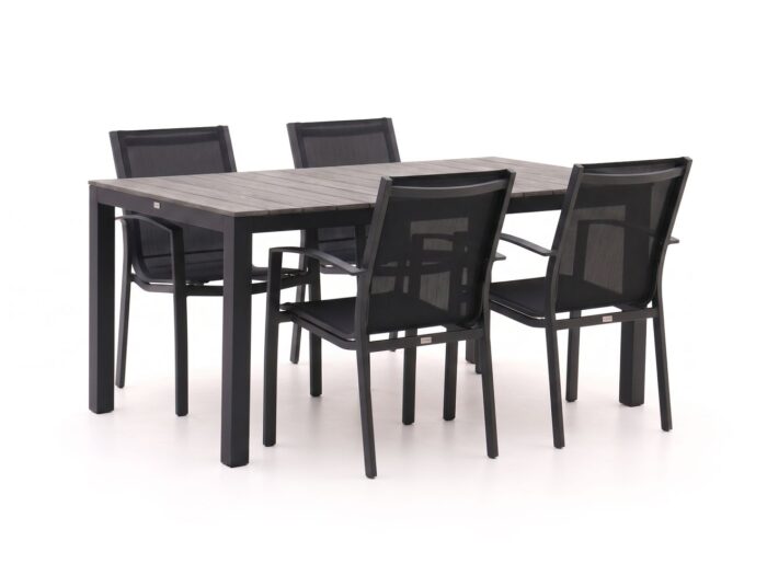 Forza Furniture Forza Altea/Fidenza 160cm dining tuinset 5-delig stapelbaar Laagste prijsgarantie! – Grijs
