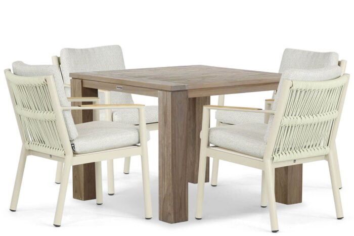 Coco Sevilla/Brighton 100 cm dining tuinset 5-delig – Taupe-naturel-bruin