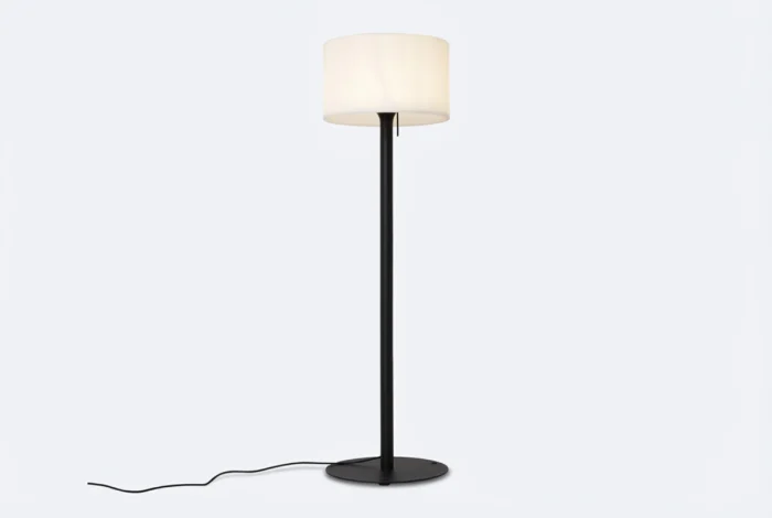 Moderne buiten vloerlamp zwart met witte kap IP44 Mississippi