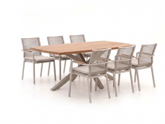 Bellagio tuinmeubelen Marudo/Induno Deens Ovaal 240cm dining tuinset 7-delig stapelbaar – Bruin