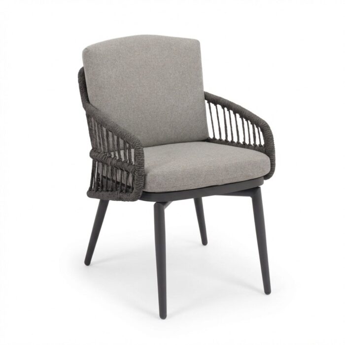 BUITEN living Alicante dining tuinstoel | wicker + aluminium | antraciet