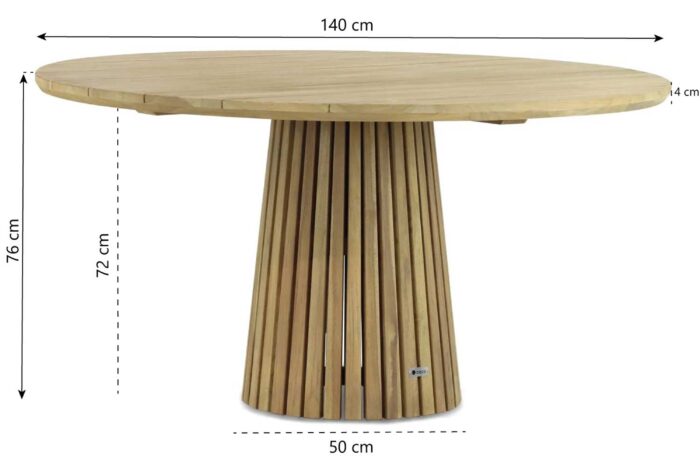 Coco Fungo dining tuintafel 140 cm Ø – Old teak greywash