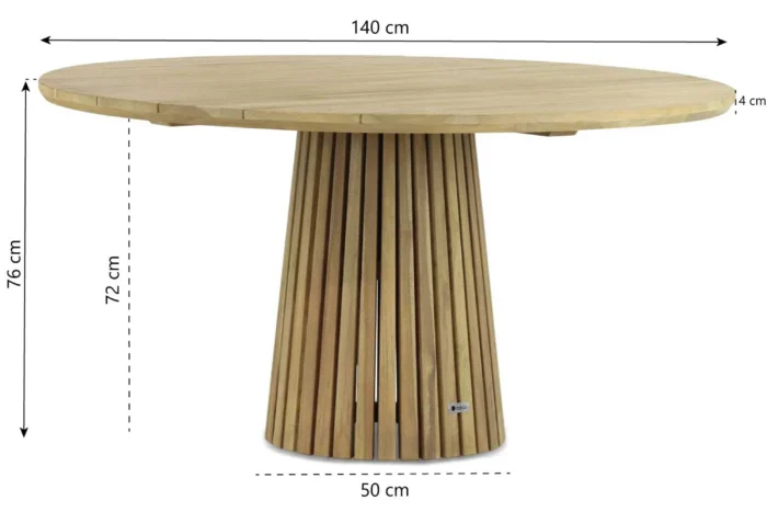 Coco Fungo dining tuintafel 140 cm Ø - Old teak greywash