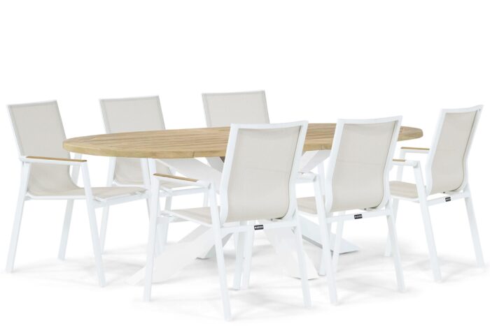 Lifestyle Garden Furniture Fiora/Bradford 240 cm dining tuinset 7-delig – Wit