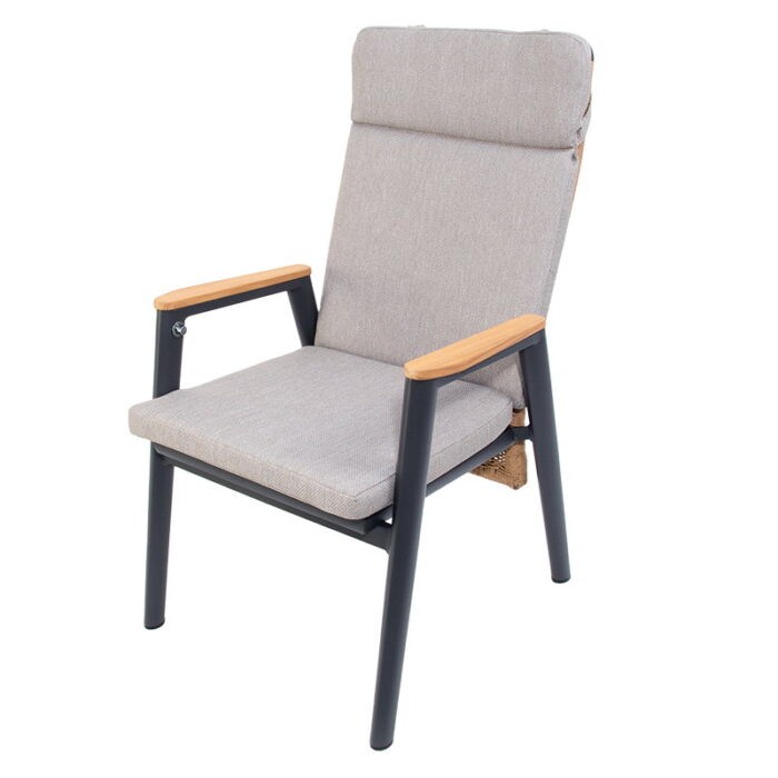 Oosterik home Masonville verstelbare dining stoel midnight grey natural brown – grijs