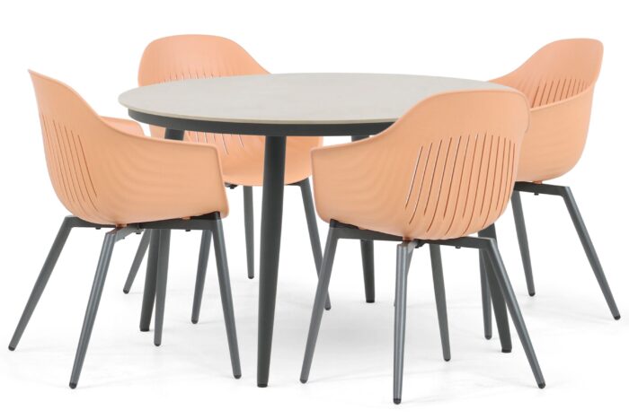 Lifestyle Garden Furniture Lissabon/Vienna 120 cm dining tuinset 5-delig – Oranje