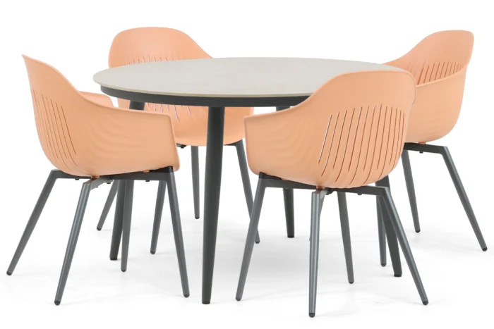 Lifestyle Garden Furniture Lissabon/Vienna 120 cm dining tuinset 5-delig - Oranje