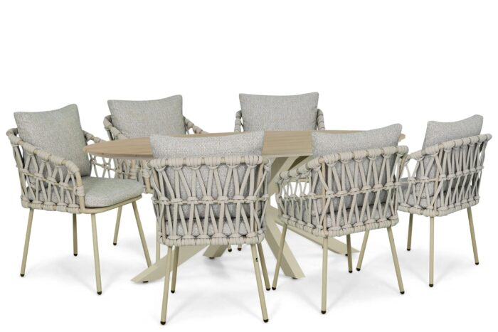 Coco Oliva/Matara 220×115 cm dining tuinset 7-delig – Zand/Beige