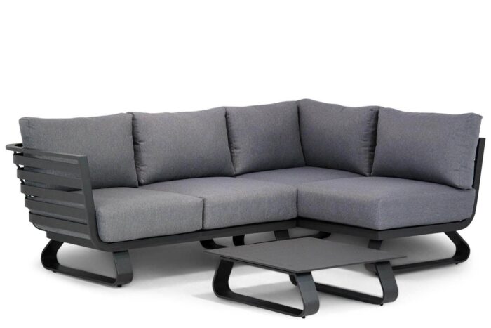 Santika Furniture Sovita hoek loungeset 3-delig Quick Dry Foam – Grijs-antraciet